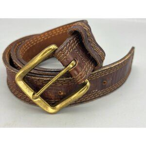 L.L. Bean Brown Leather Belt W/ Brass Buckle Size 38